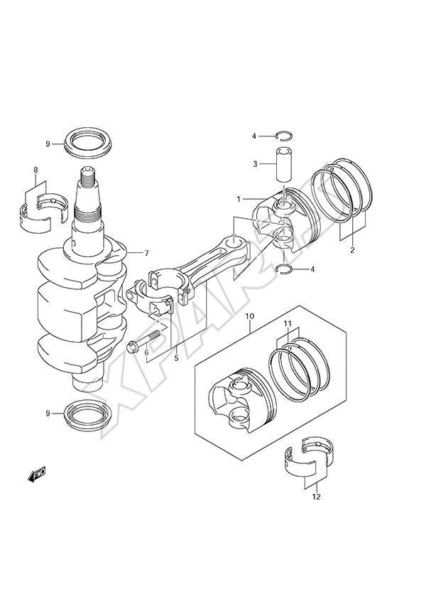  Crankshaft til Suzuki motor